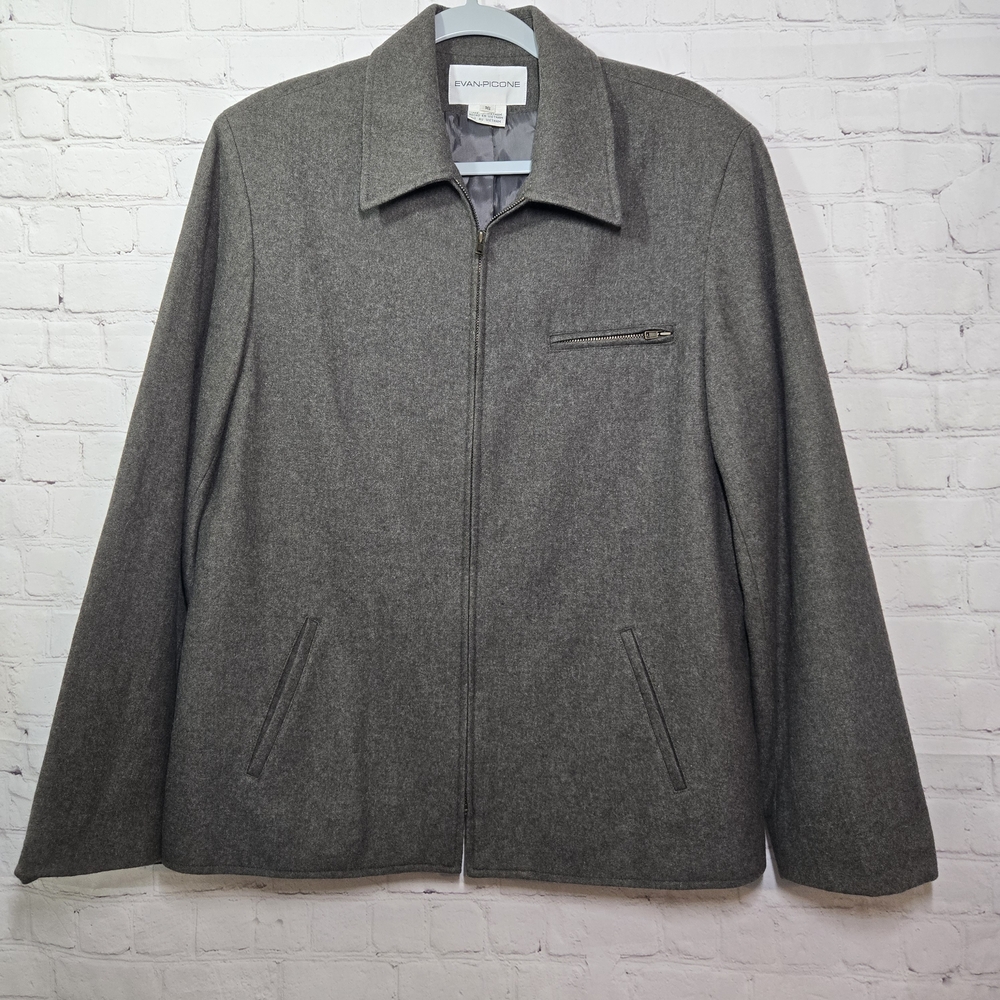 Evan Picone Jacket‎ Sz 16 Wool Blend Military Full Zip Pockets Dark Academia